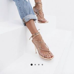 Simmi London Rose Gold Tie Up Heels